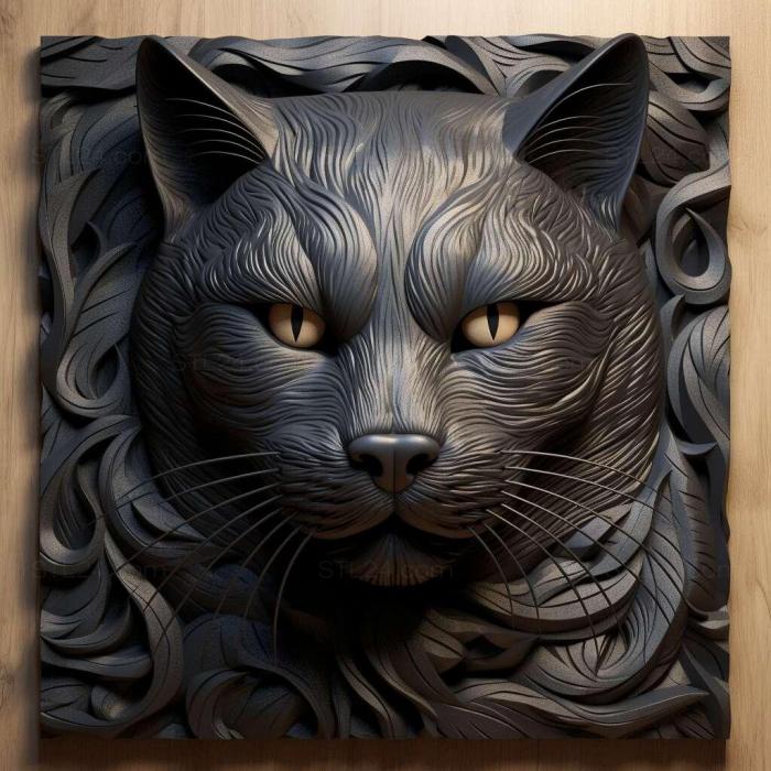 Nature and animals (black cat 2, NATURE_6294) 3D models for cnc